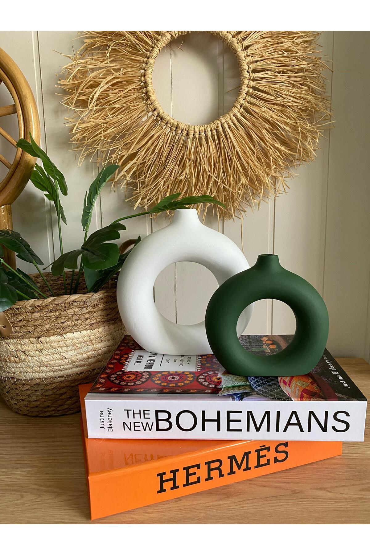 Bohem Halka 2’li Vazo Set | 18x18 cm & 14x13,5 cm