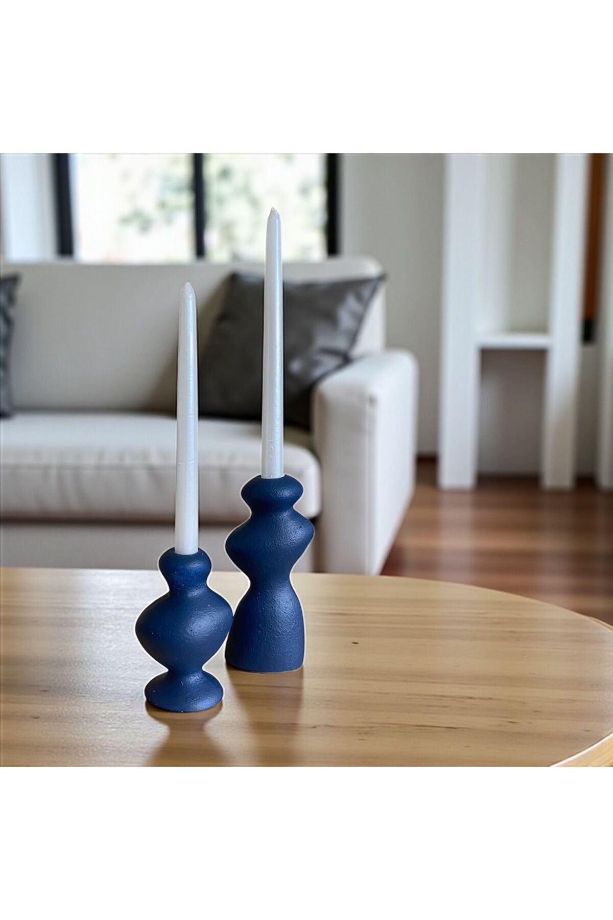 Modern Dalgalı Tasarım Şamdan 2’li Set – El Yapımı Dekoratif Şıklık | Yeni Ev Hediyesi