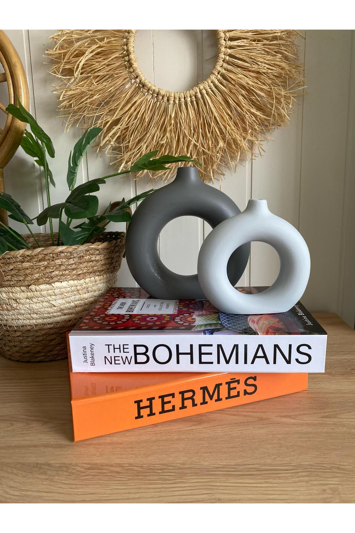 Bohem Halka 2’li Vazo Set | 18x18 cm & 14x13,5 cm