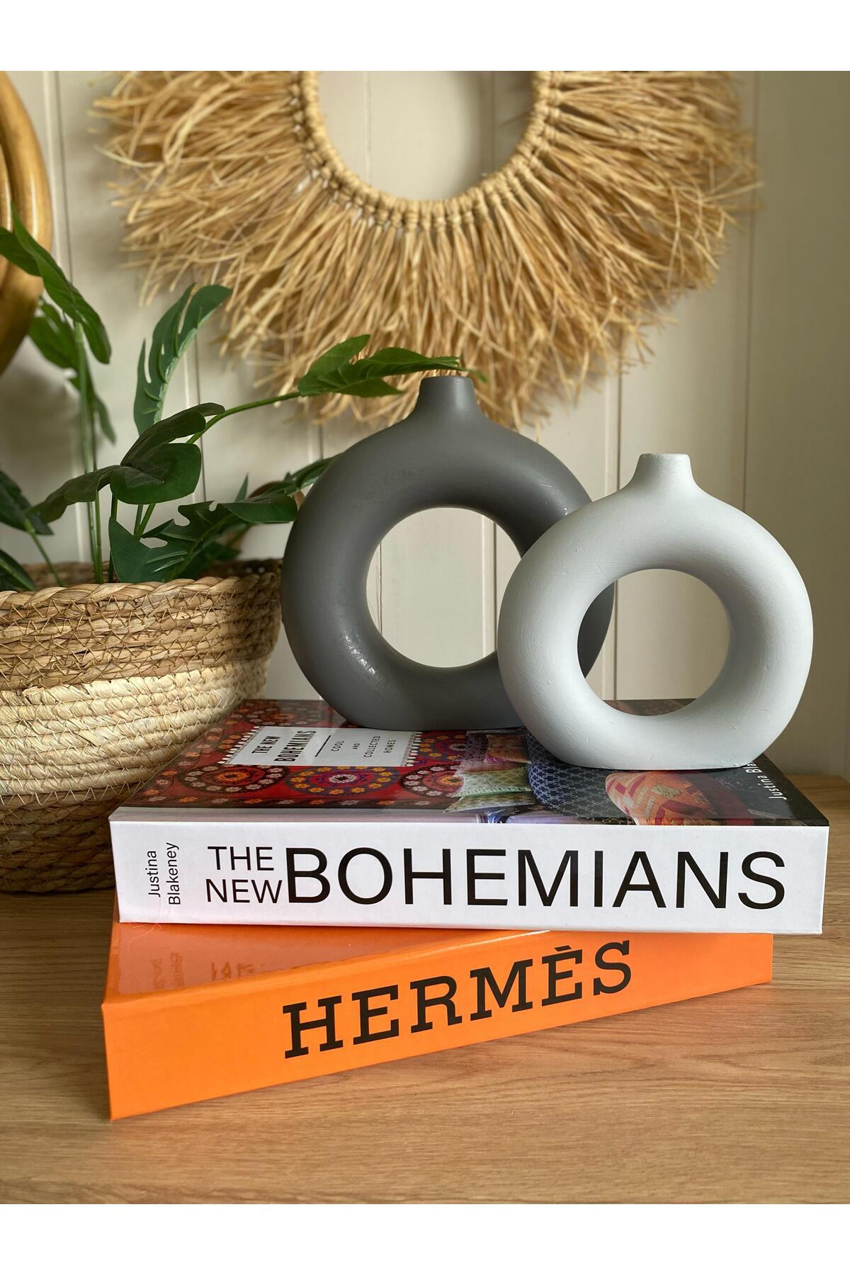 Bohem Halka 2’li Vazo Set | 18x18 cm & 14x13,5 cm