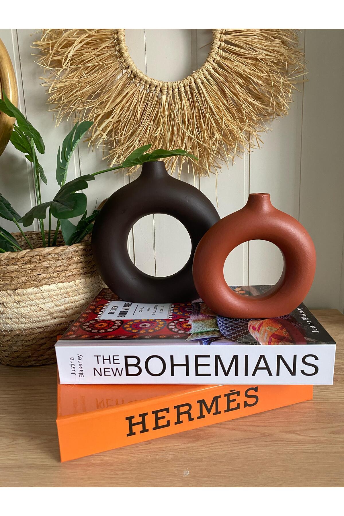 Bohem Halka 2’li Vazo Set | 18x18 cm & 14x13,5 cm