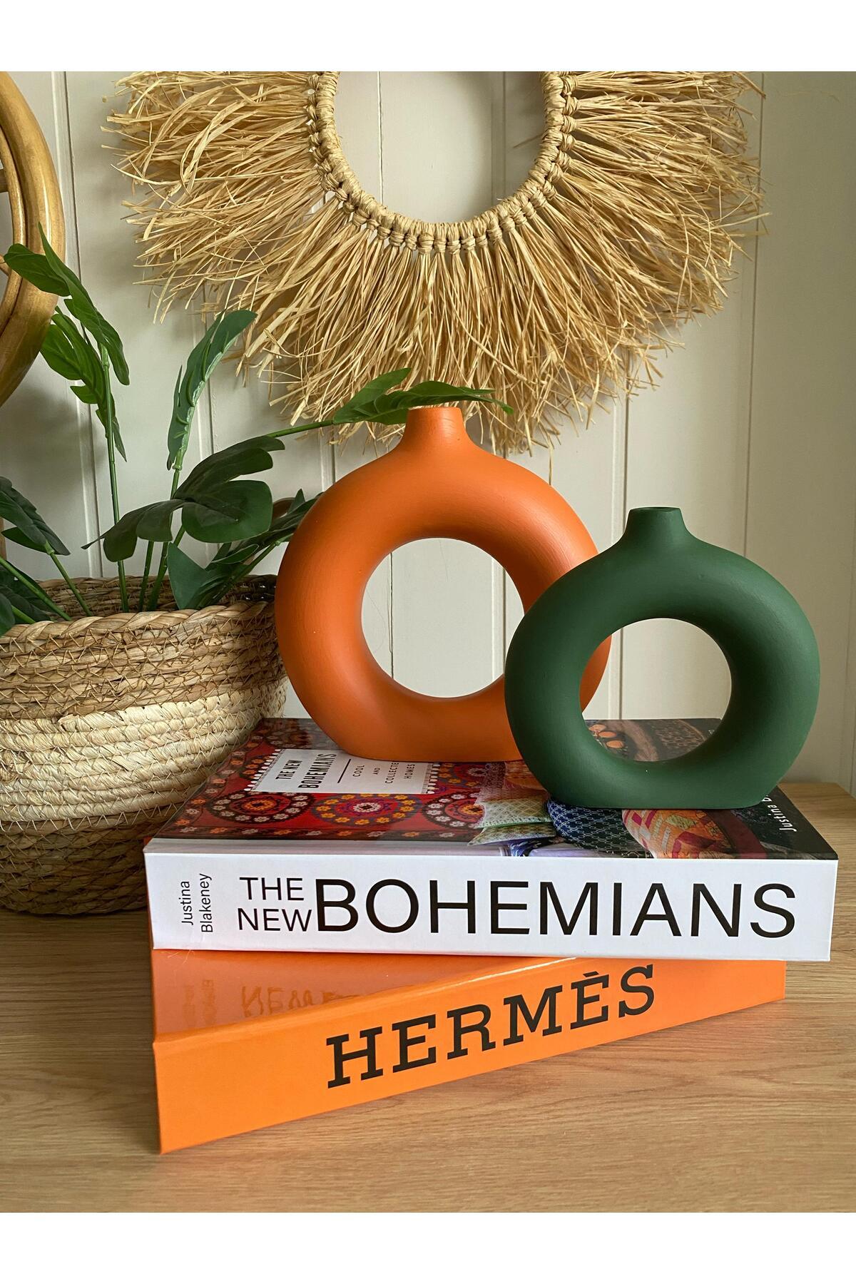 Bohem Halka 2’li Vazo Set | 18x18 cm & 14x13,5 cm