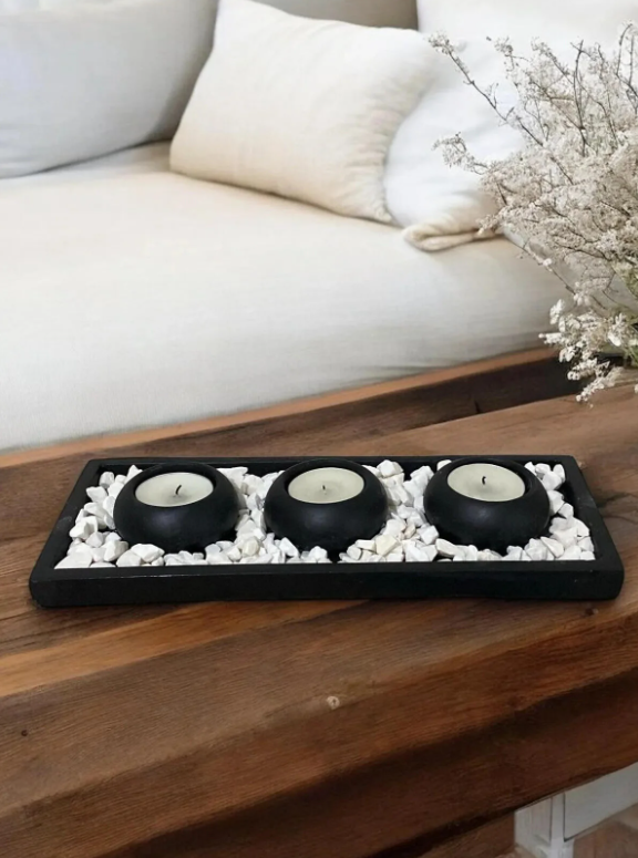 Dekoratif 3’lü Beton Mumluk Seti – Modern ve Şık Tasarım