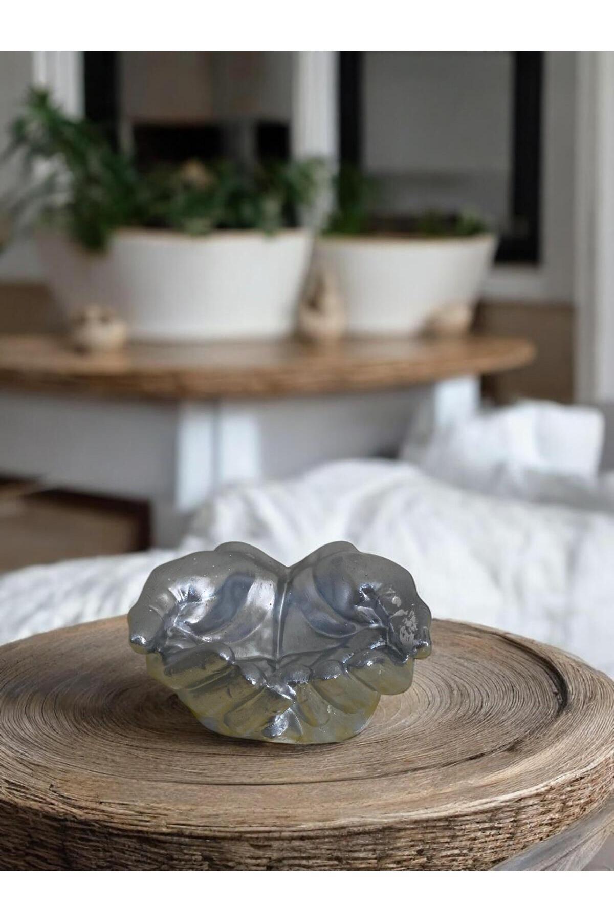 El Yapımı Beton El & Avuç Figürlü Dekoratif Organizer Kase – 15 cm Minimalist Tasarım