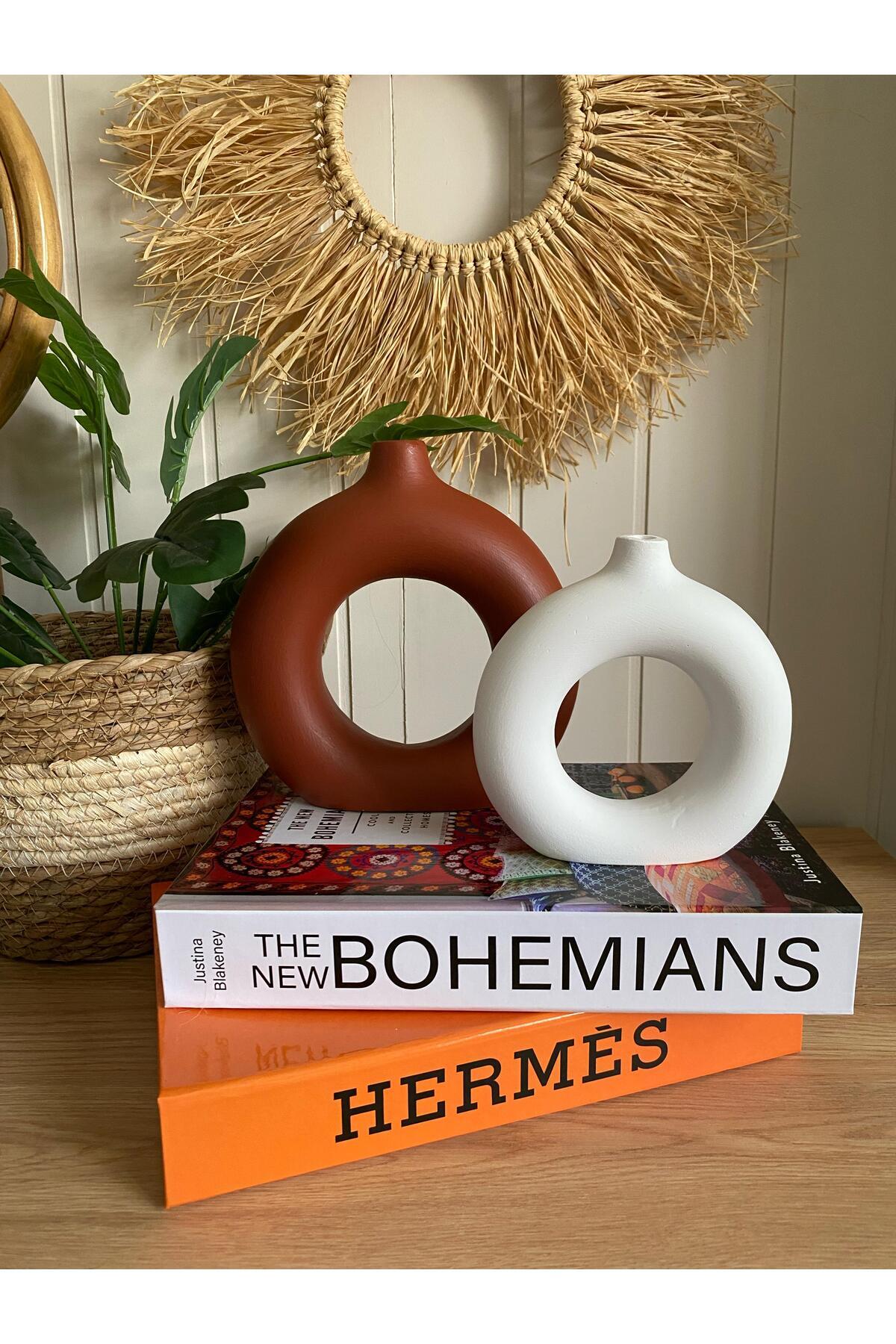 Bohem Halka 2’li Vazo Set | 18x18 cm & 14x13,5 cm